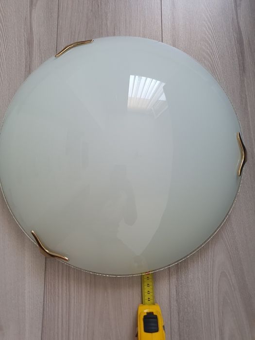 Set 3 plafoniere din sticla opal cu clipsuri aurii vintage