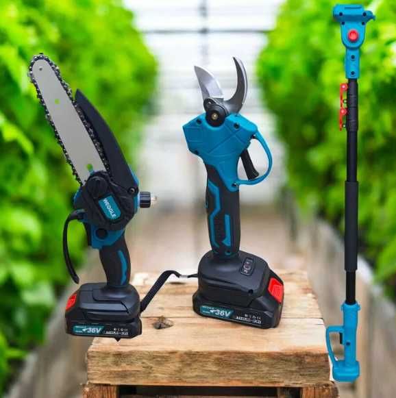 3в1 акумулаторна резачка, ножица и телескопичен прът 36v