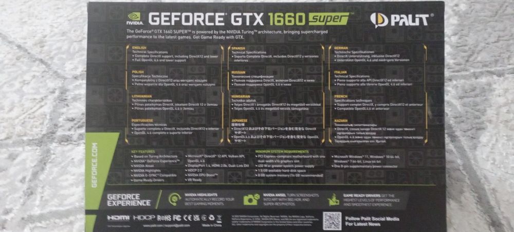 Видеокарта Palit GTX 1660 super