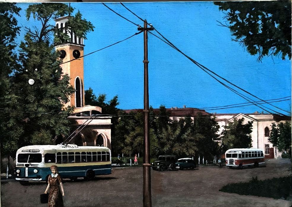 Картина маслом Ташкент 70 ые