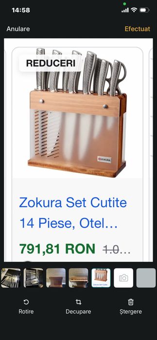 Set cuțite Zokura – 14 piese, oțel inoxidabil, suport lemn