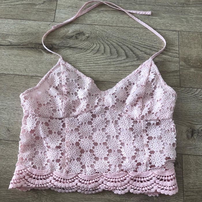 Bustiera roz dantela, marimea M