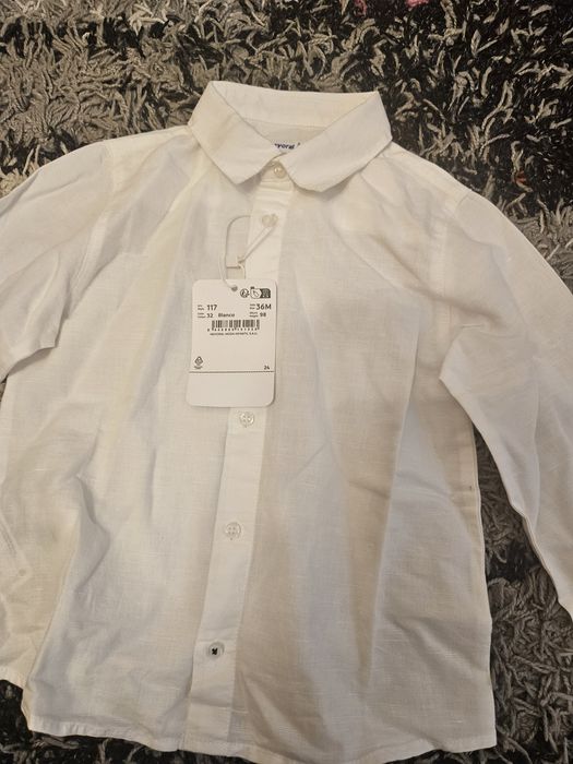 Camasa alba din in pentru baiat Mayoral
