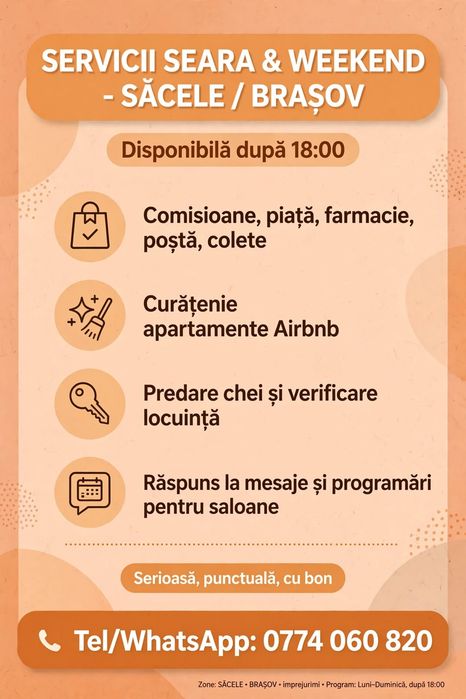 Ajut cu comisioane seara și în weekend - Săcele/Brașov - după 18:00