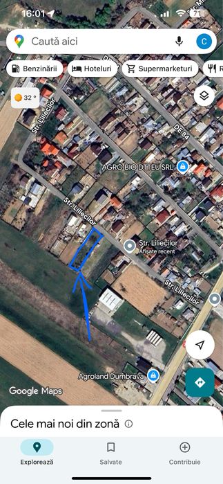 Teren intravilan Dumbrava, toate utilitatile, 1027mp langa Targoviste