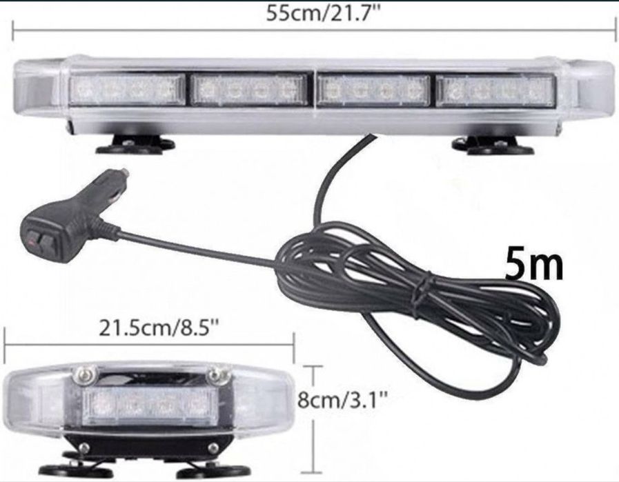 55 см LED ЛЕД Мощна Аварийна Диодна Сигнална Лампа Маяк с магнити
