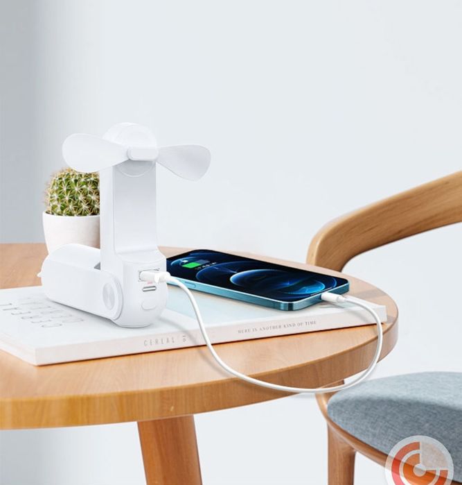 Мини вентилятор +повербанк+фонарь