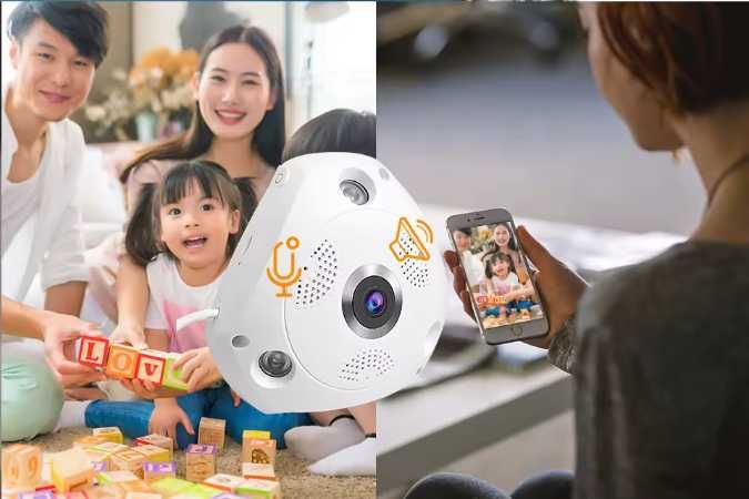 Панорамная IP Wi-Fi камера видеонаблюдения для потолка
