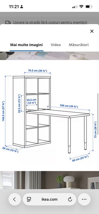 Vând birou Ikea Kallax/ Linnmon, măsurători adăugate în fotografii