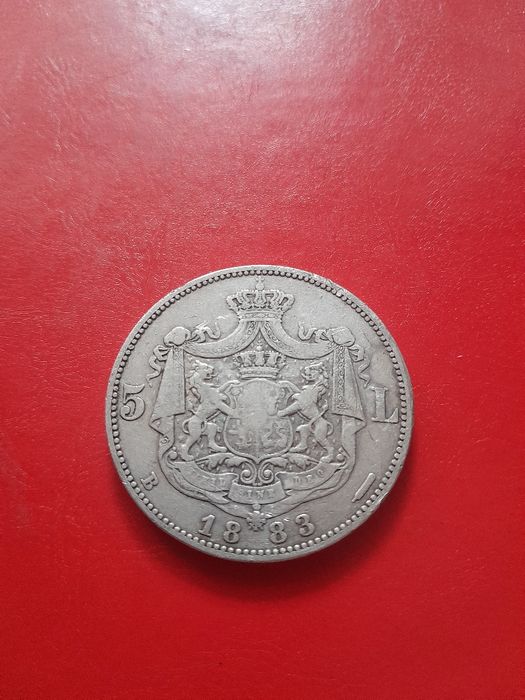 Monedă argint 5 lei 1883 Carol I