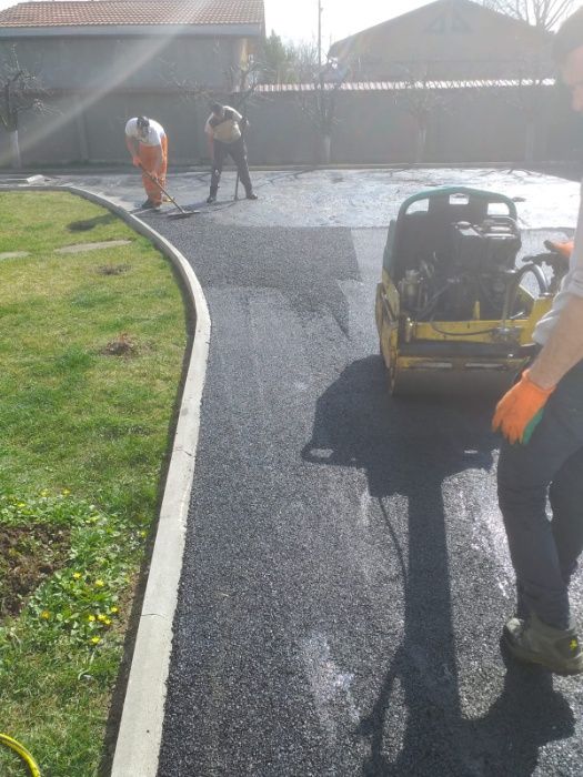 Asfaltare curte, amenajare curte, rigole canalizare, borduri, pret mic