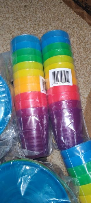 Castronele farfurii pahare 12 la set plastic reutilizabile  25 lei setul