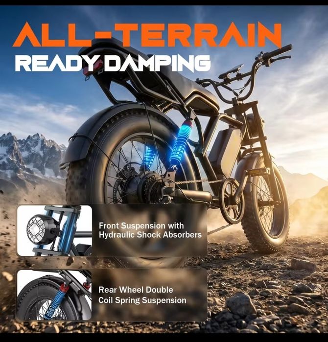 НОВИ! Електрически Велосипед HEADEER BK20 (750W, 48V 20Ah,50km/h) – Fat Bike E Bike