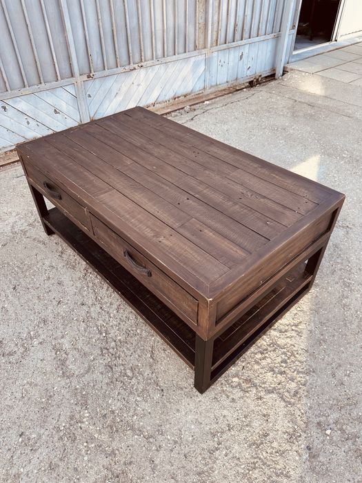 Холна маса масив RECLAIMED + метал – индустриален стил