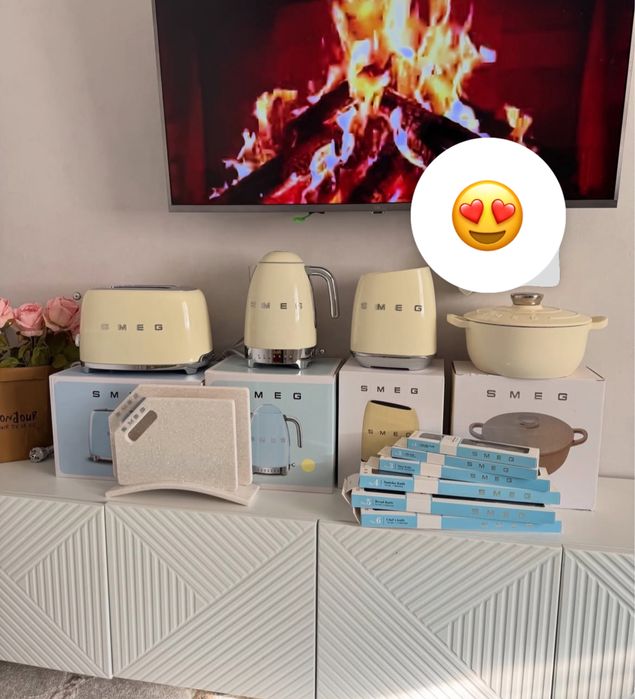 Смег SMEG набор ножь чайник тостер доска