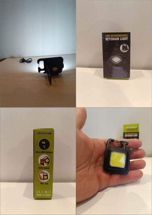 Mini lanternă LED reîncărcabilă USB, neagră, cu încărcător USB-C inclu