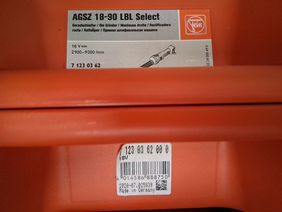 Set Polizor Drept FEIN AGSZ 18-90 Select+ Acumulator+ Încărcător+L-BOXX