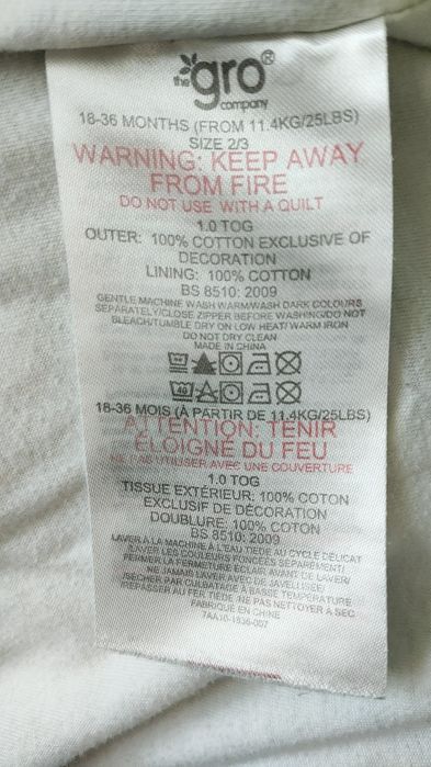 Sac de dormit 18-36 luni, 1 tog, Grobag