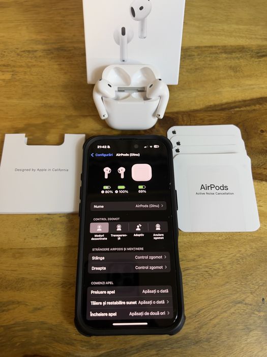 • Husa + cablu • Airpods 4 ANC sigilate