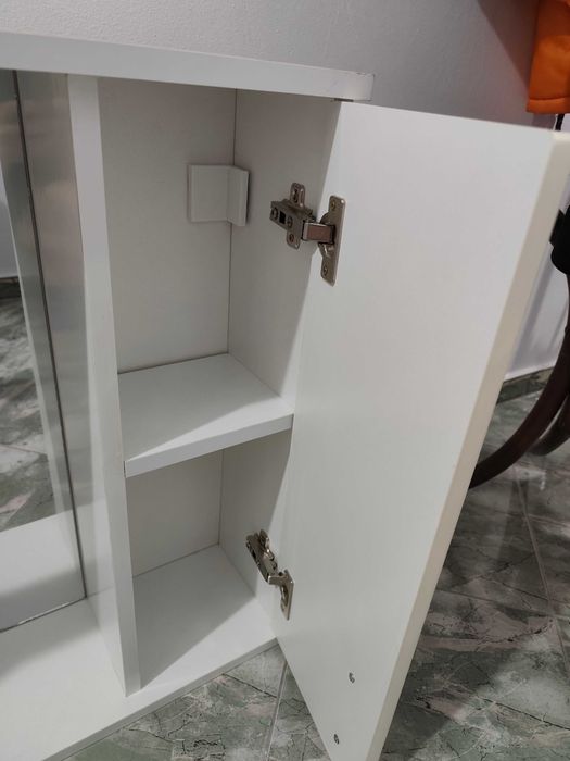 Dulap baie cu oglindă, iluminare și priză, 80 × 60 × 17 cm