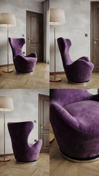 Fotoliu ergonomic rotativ, design modern, material pluș catifelat, extrem de comod