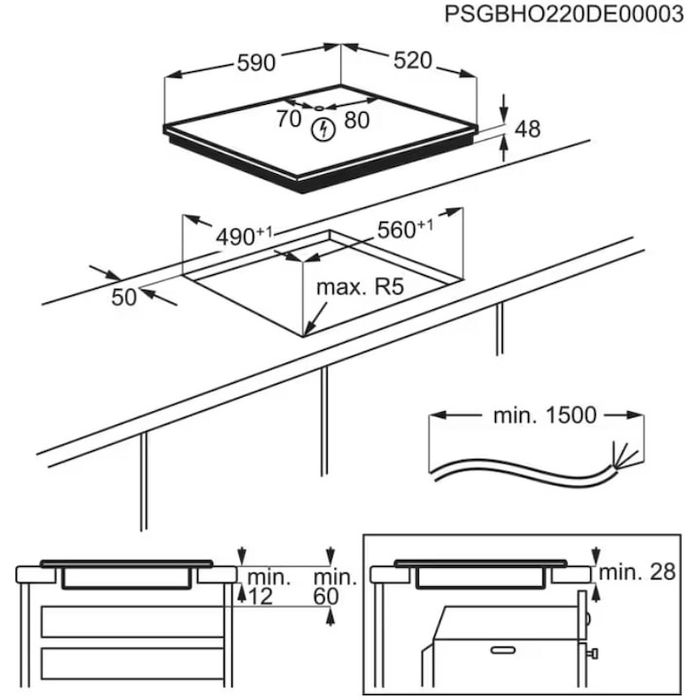 Plita incorporabila Electrolux LIB60424CK, Inductie, 4 zone de gatit