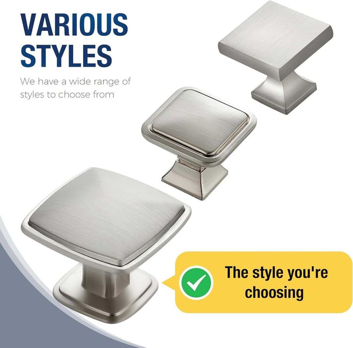 Квадратна дръжка от полиран никел за кухненски шкафове и чекмеджета