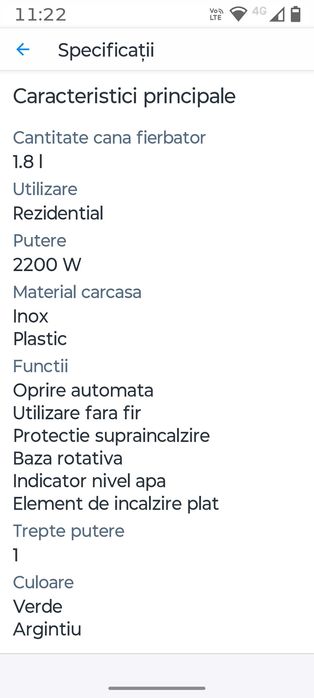 Cana fierbator inox 2200W filtru ceai