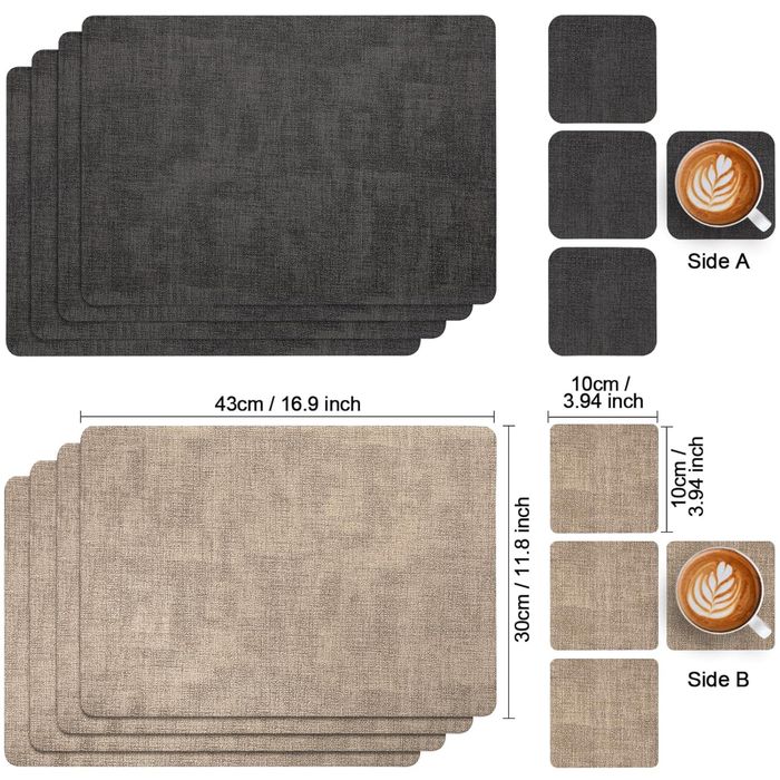 Set 6 Placemats și Coasters Lavabile, Antifouling, Double-Sided*