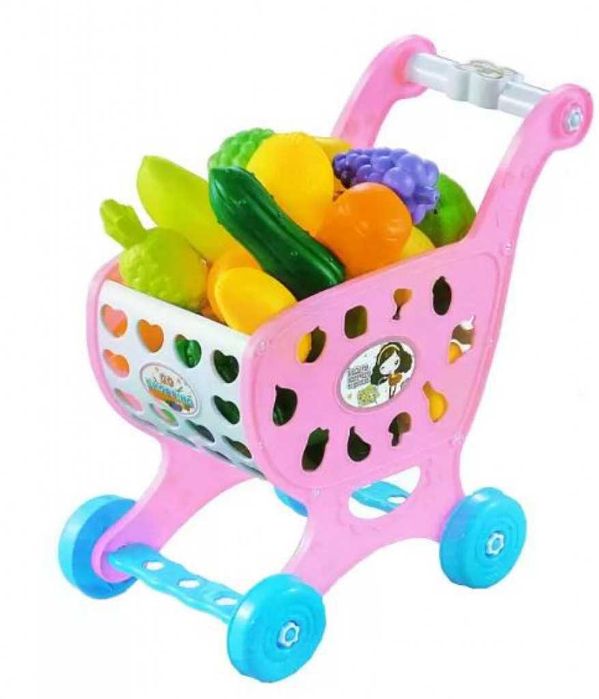 Пазарска количка за деца с аксесоари плодове и зеленчуци