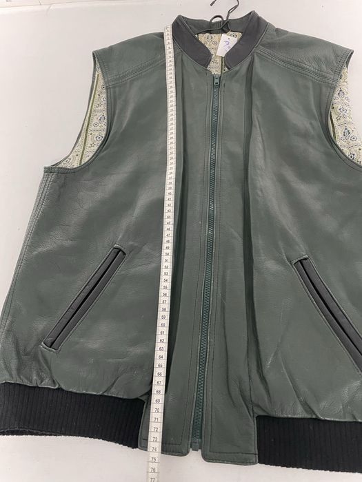 Vesta moto din piele verde XL