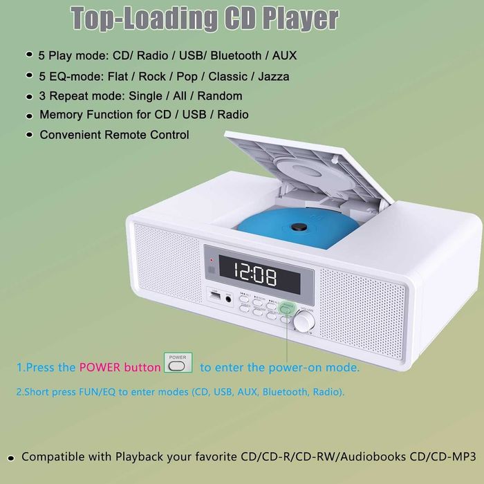 Домашна стерео система с CD плейър,  Bluetooth WISCENT WTB-798