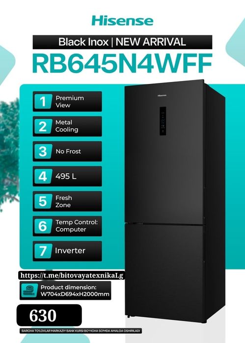 Холодильник Hisense RB645N4WFF No-Frost От официального дилера