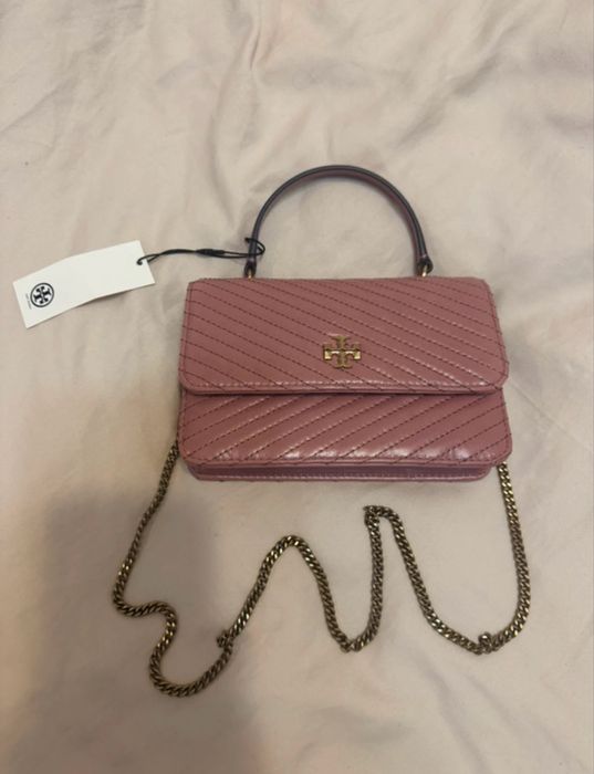 Tory Burch pink magnolia quilted handle bag