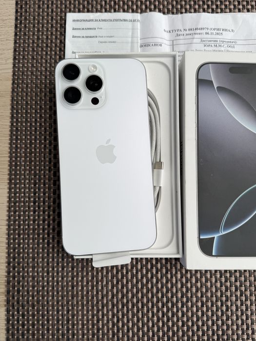 НОВ! 256Gb*ЛИЗИНГ* iPhone 16 Pro Max White Titanium / 24М ГАРАНЦИЯ
