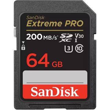 SANDISK Extreme Pro,SDXC, 64GB, 200MB/s,clasa10