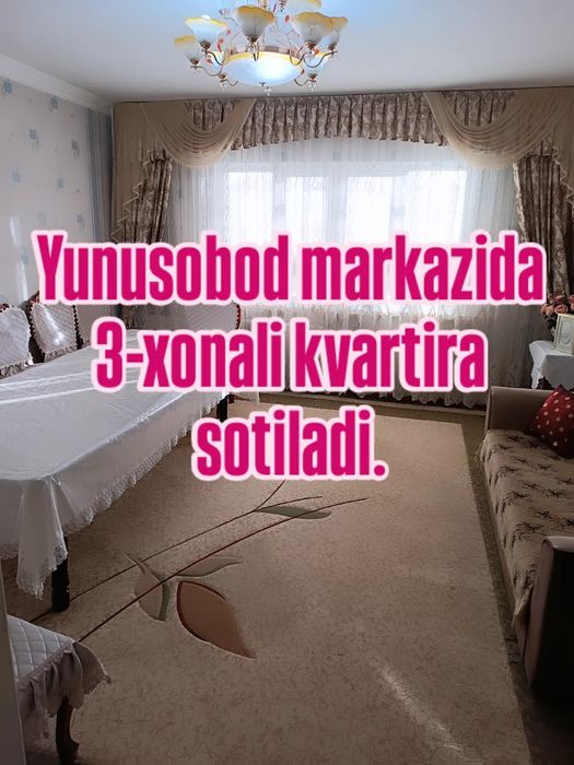 YUNUSOBOD MARKAZIDA 3 xonali kvartira sotiladi