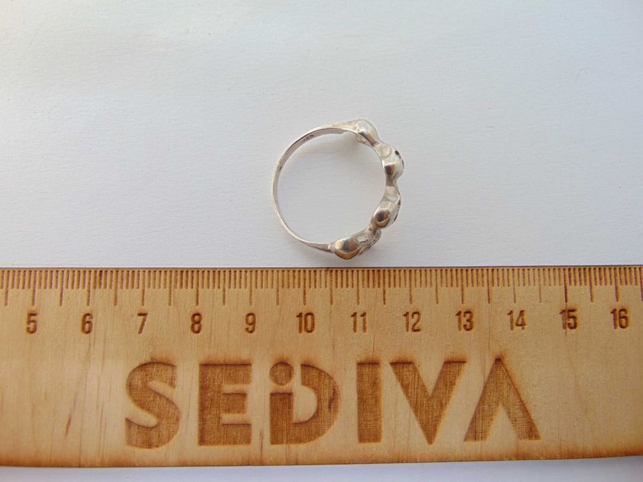 Inel cap de mort din argint