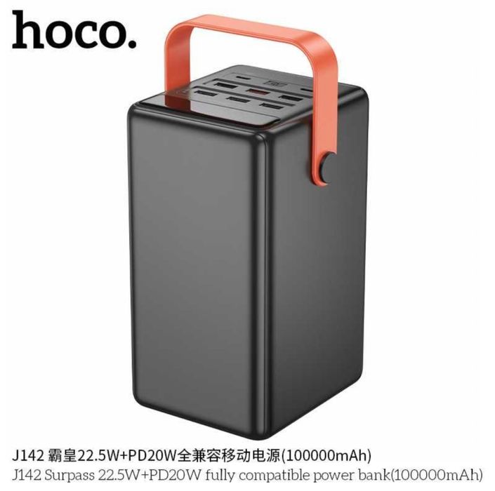 Hoco J142 Surpass 22.5W+PD20W Power Bank 100000mAh QC3.0 с фонарём