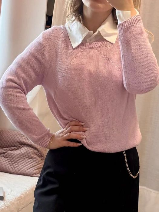 Pulover tricotat roz trandafiriu subtire Massimo Dutti marimea S nou