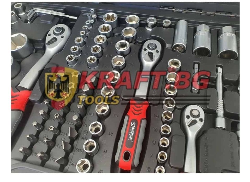 Куфар с инструменти Гедоре 172 части с 3 боря Тресчотки