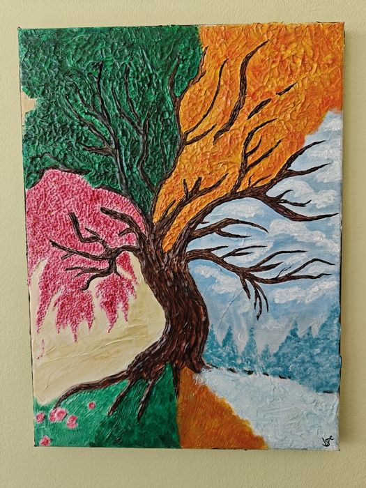 Картини с акрилни бои и релеф - ръчна изработка