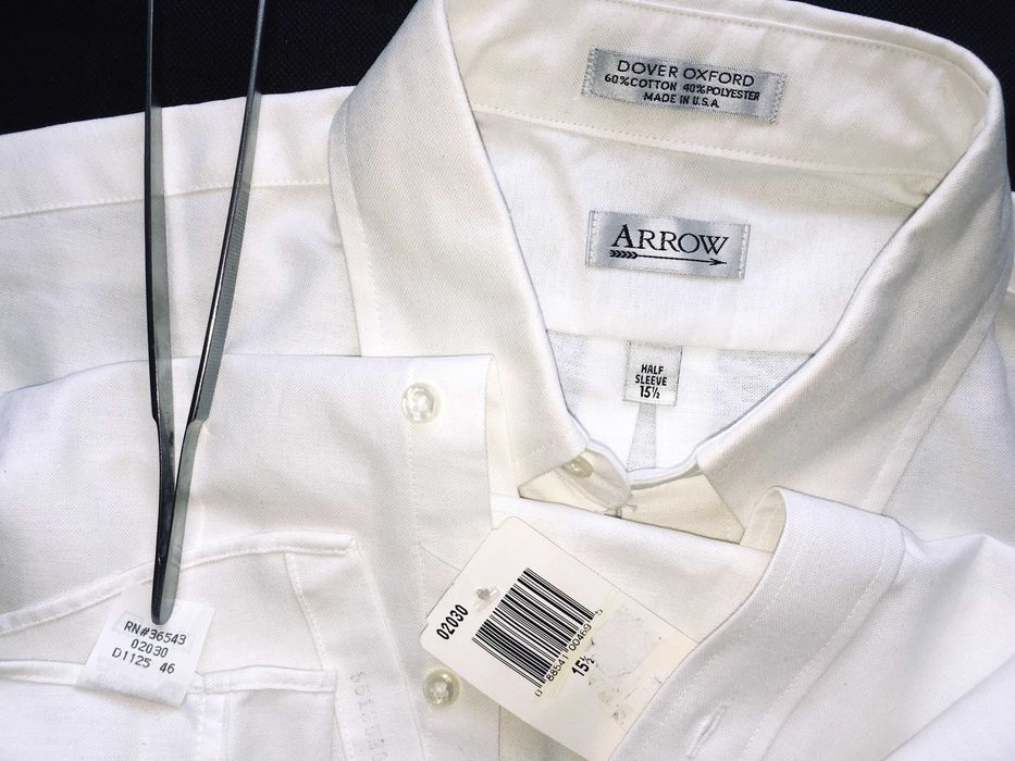 VINTAGE 1996 Made in U.S.A. ARROW® DOVER OXFORD Men's White Shirt — M
