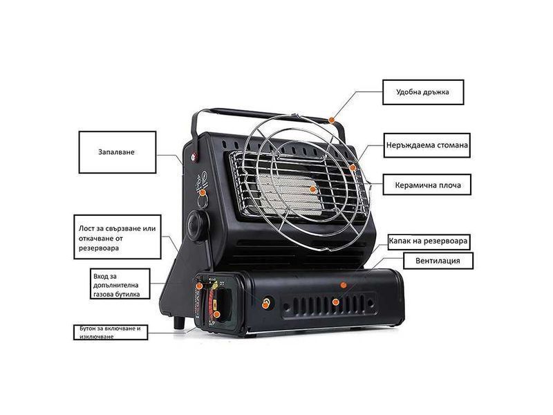 Преносима газова печка, 1.3 kW керамична горелка,  25 х 24 х 20 см