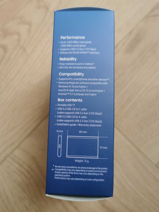 Samsung T7, SSD portabil 1 Tb