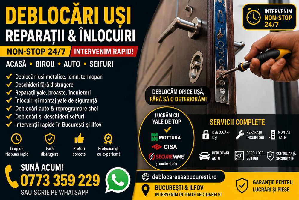 Deblocări Uși București & Ilfov NON-STOP | Lăcătușul de urgență | Reparații Yale