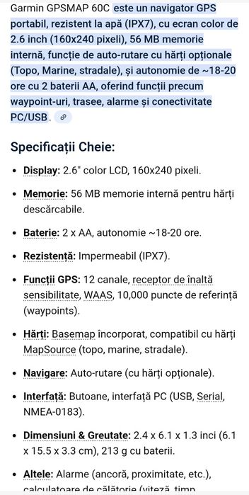 vand GPS Portabil Garmin GPSMap 60C display color.