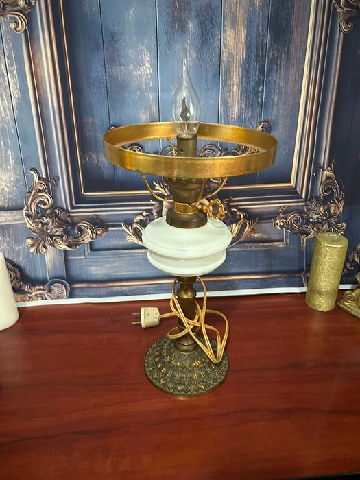 DN308 Lampa electrica 45 cm h 20 cm diametru opalina si 13cm d baza