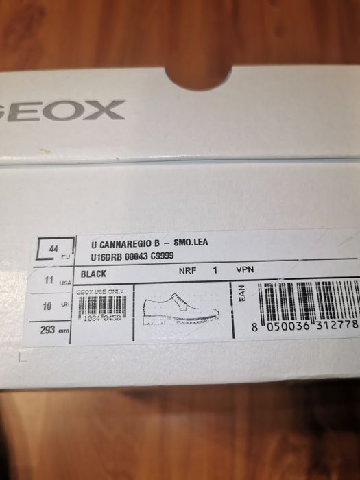 Pantofi Geox Cannaregio,noi,piele,calapod lat, tehn. Respira, mar. 44