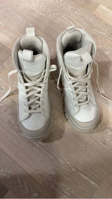 Ghete dama,piele naturala,albe,Nike